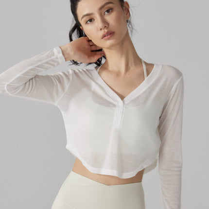 Cropped Long Sleeve Pullover-0