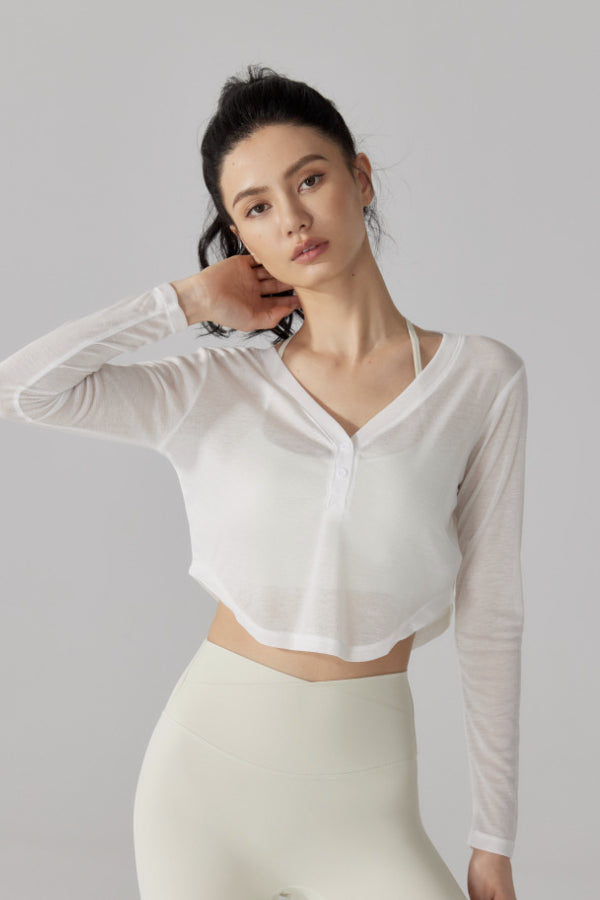 Cropped Long Sleeve Pullover-0