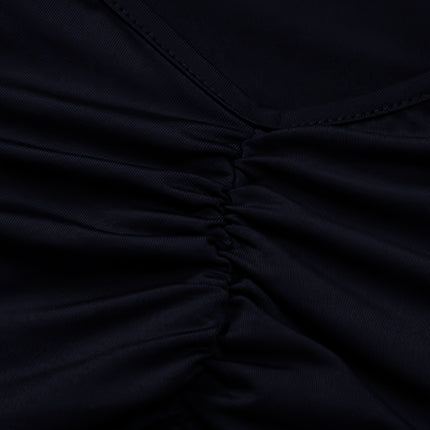 Dames Korte Shorts Bodysuit - Diepe Rugrits Jumpsuit met Rimpelafwerking, Effen Kleur Korte Lengte Pak voor Dans & Jaarrond Dragen (Wasbaar in de Machine) - Niet Strak Body Suit voor Vrouwen