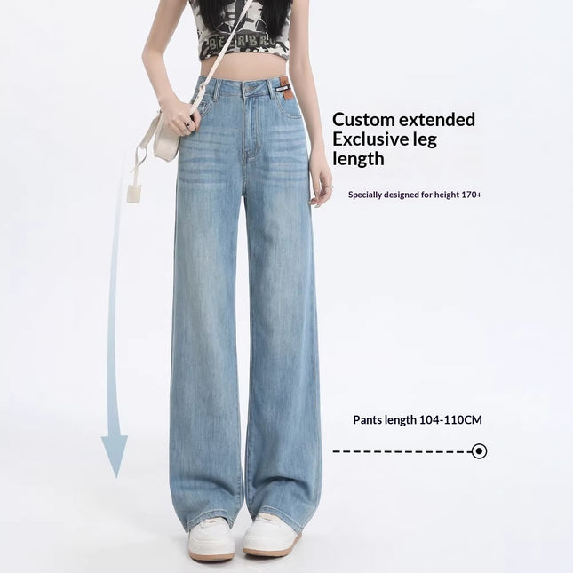 Summer Thin New High Waist Wide Leg Straight Pants In Light Color Tailored Fit For Taller Figures Made From Tencel - XdropX