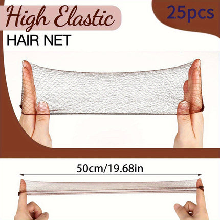 50-delige Haaraccessoireset: 25 Onzichtbare Mesh Haarnetjes en 25 U-vormige Haarclips, Geschikt voor Vrouwen, Balletproducties en Dans. Haarnet - 50,8 cm, Haarclip - 6,1 cm. Vakantiecadeau, Stijlvol voor op Reis