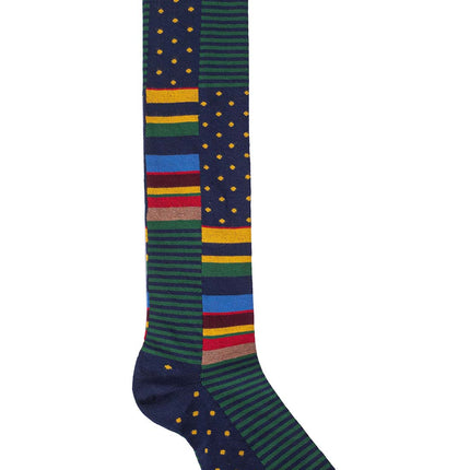 GALLO - Men's long socks with stripes and polka dots pattern  - Size One size-1