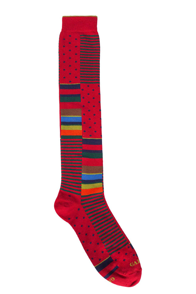 GALLO - Men's long socks with stripes and polka dots pattern  - Size One size-5