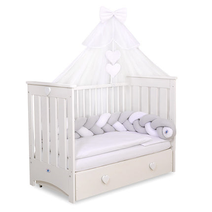 BabyLion Premium canopy curtain - White - White bow