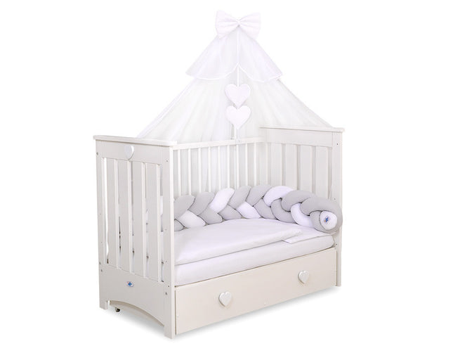 BabyLion Premium canopy curtain - White - White bow