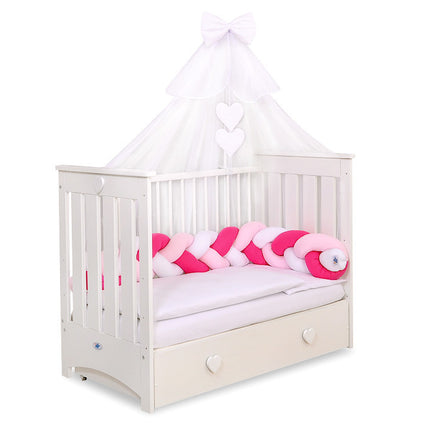 BabyLion Premium canopy curtain - White - White bow