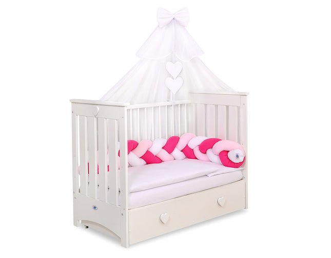 BabyLion Premium canopy curtain - White - White bow