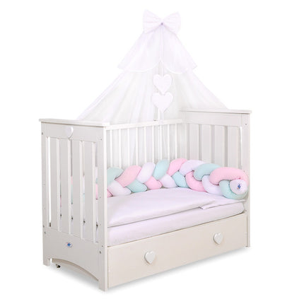 BabyLion Premium canopy curtain - White - White bow