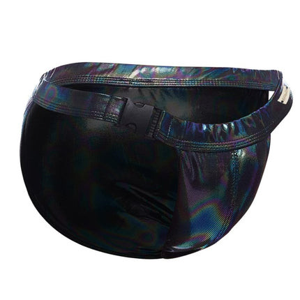 schwarzer Wetlook Clip Tanga Brief EMER4LD - XL-0