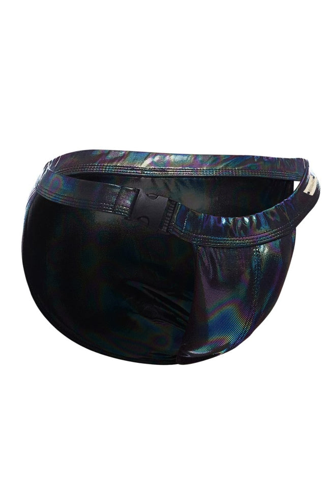schwarzer Wetlook Clip Tanga Brief EMER4LD - XL-0