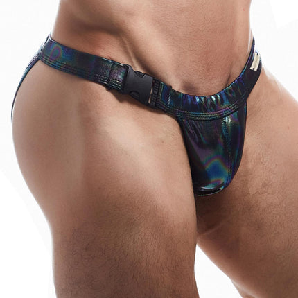 schwarzer Wetlook Clip Tanga Brief EMER4LD - XL-5