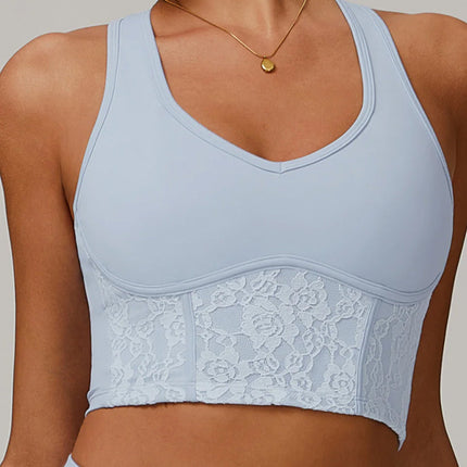 Lace Sheer Mesh Back Yoga Tank-0