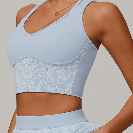 Lace Sheer Mesh Back Yoga Tank-2