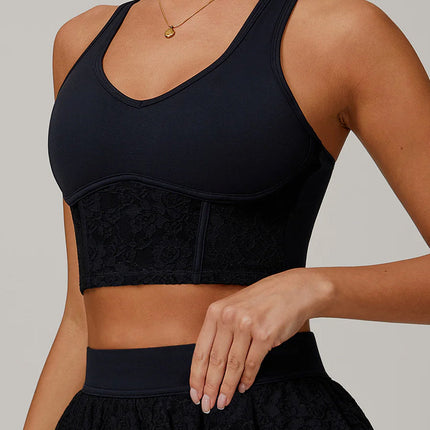 Lace Sheer Mesh Back Yoga Tank-6