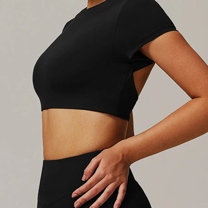 Hollow Back Quick-Dry Crew Neck Yoga Tee-6