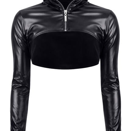 black short wetlook Jacket DDMarika001 - 2XL-0