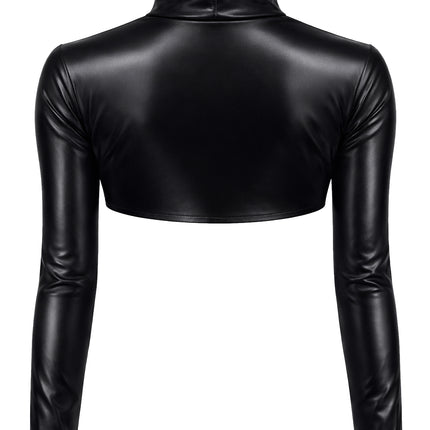black short wetlook Jacket DDMarika001 - 2XL-1