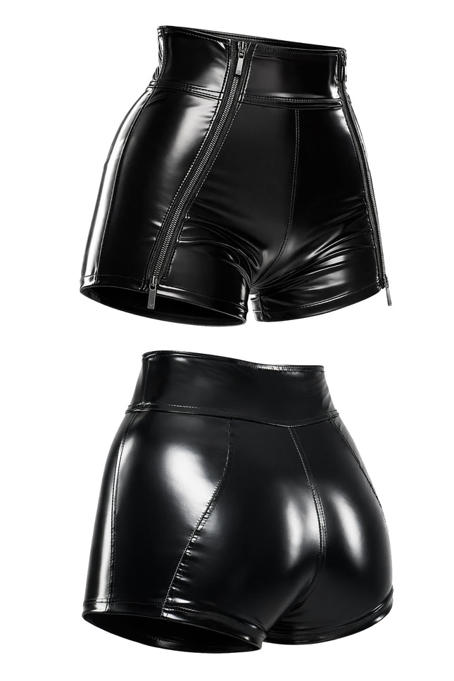 black wetlook Shorts DDAlida001 - 2XL-0