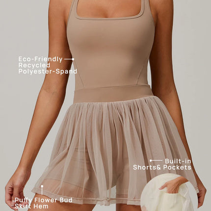 Eco-Recycled Mesh Layered Quick-Dry Tennis Dress-1