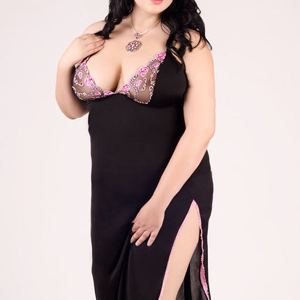 langes schwarzes Chemise E/2003 46/48 von Andalea Dessous-1