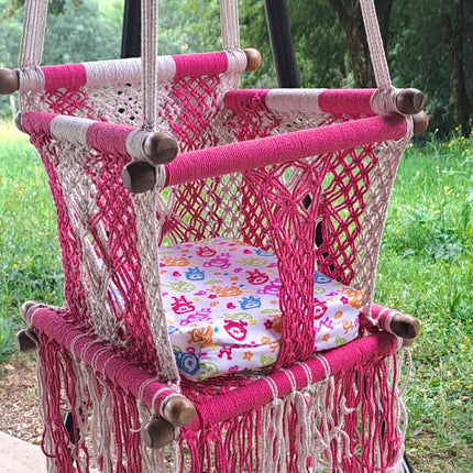 Hamac bebe macrame Rosado 5