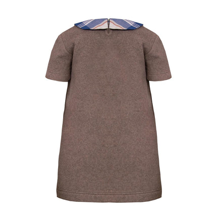 Beige Cotton Fleece Baby Dress-1