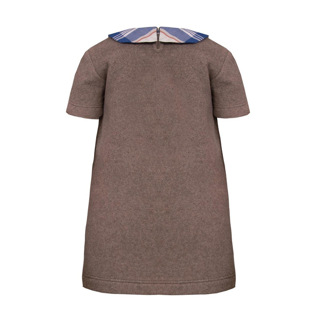 Beige Cotton Fleece Baby Dress-1
