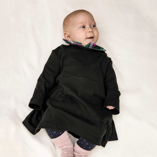 Black Baby Dress with Tartan Detail-1