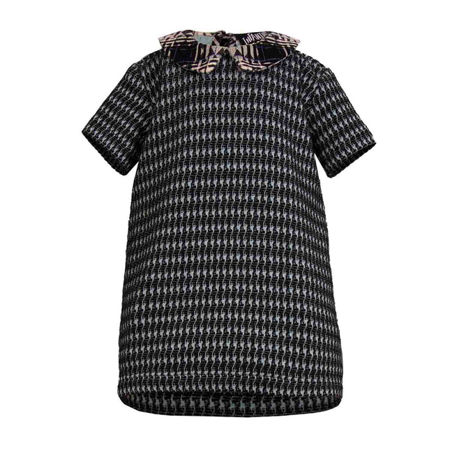 Black and Blue pied de poule Baby Dress-0