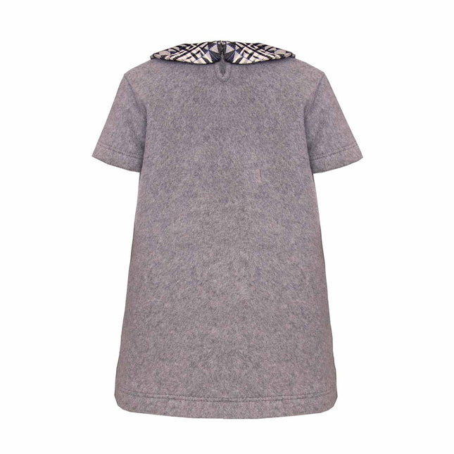 Grey Cotton Fleece Baby Dress-1