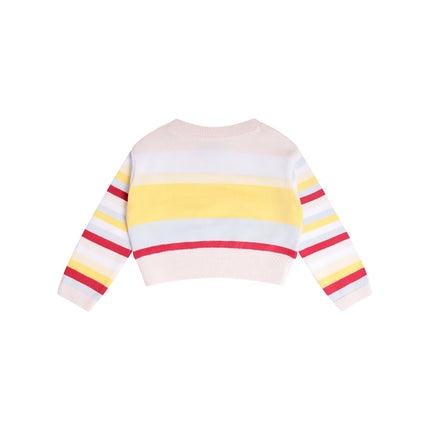 Knitted Baby Sweater in Pastel Stripes-1