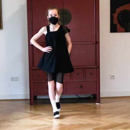 Kids' Sheer Jersey Shorts in Black Tulle-1