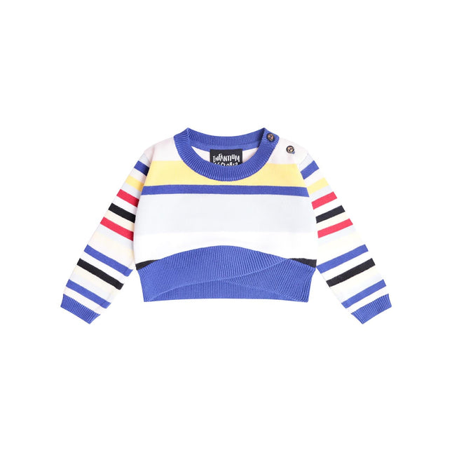 Knitted Baby Sweater in Bright Stripes-0