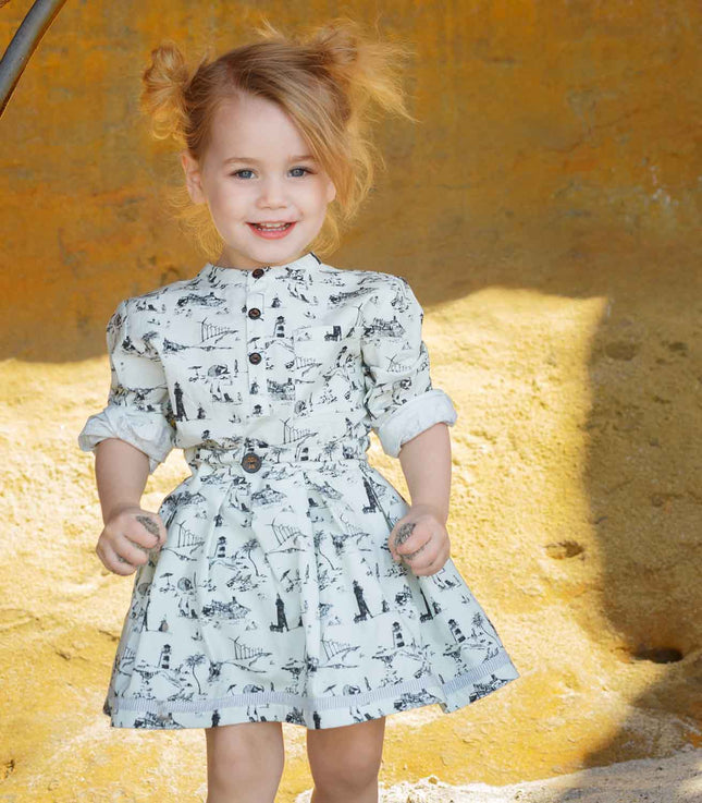 Flared Mini Skirt with Vintage Print for Babies-1