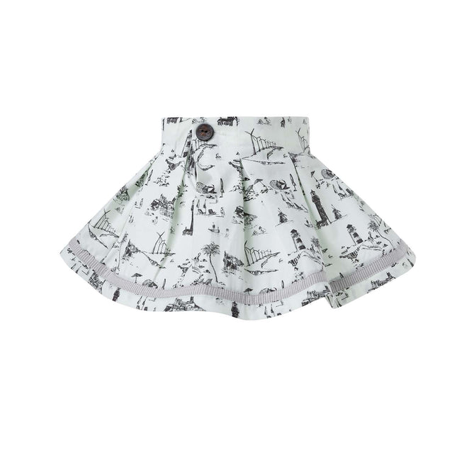 Flared Mini Skirt with Vintage Print for Babies-0