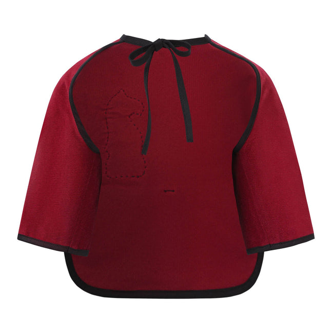 Red Corduroy Bib with Sleeves-1
