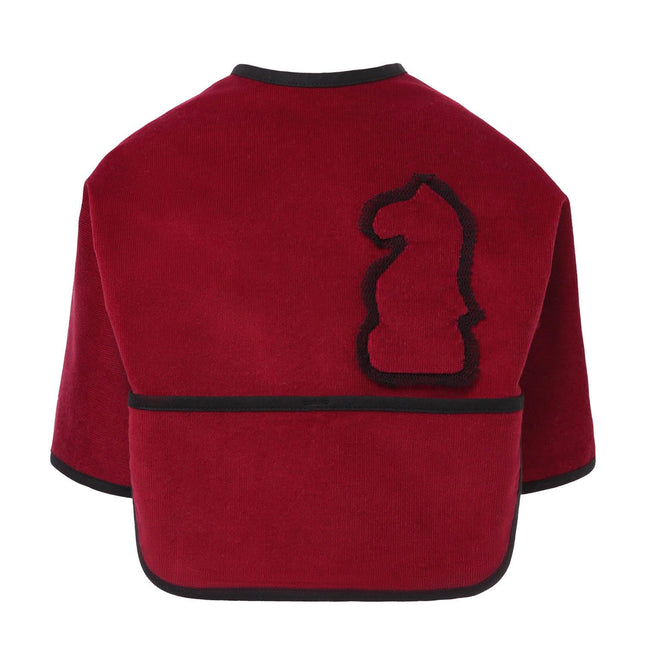 Red Corduroy Bib with Sleeves-0