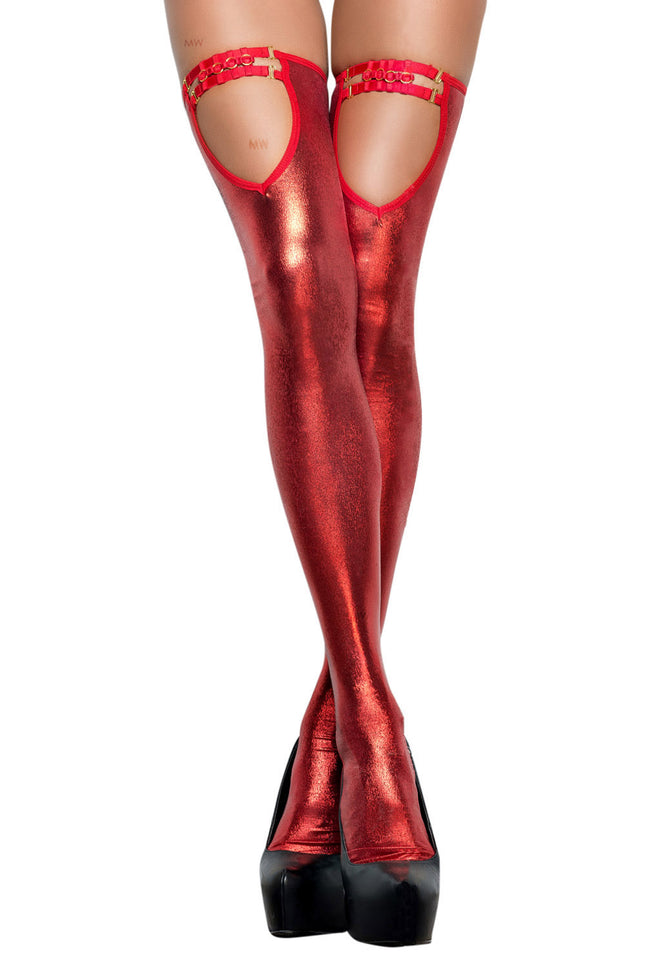red wetlook stockings ST07 L/XL-0