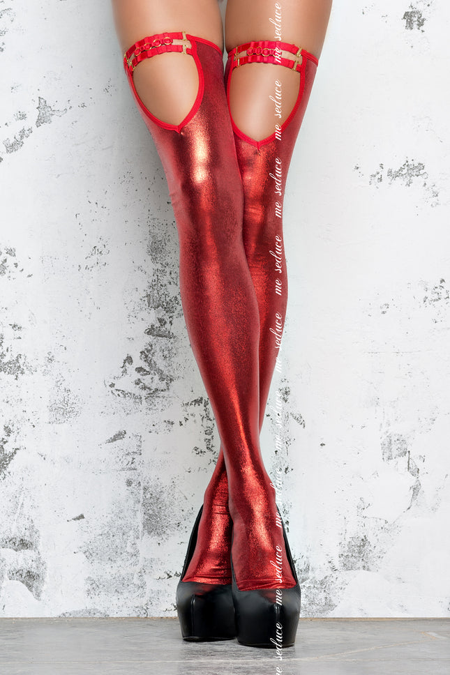 red wetlook stockings ST07 L/XL-1