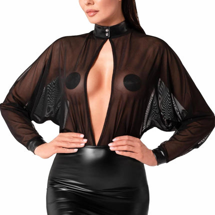 F348 Opium powerwetlook and tulle mini dress - 6XL-2