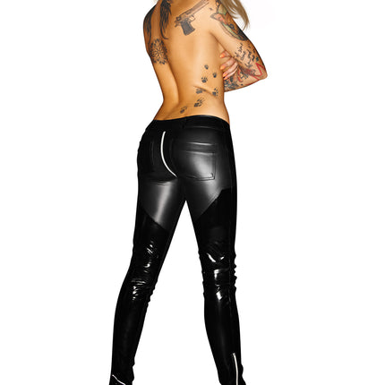 schwarze Wetlook-Hose F115 L von Noir Handmade-1