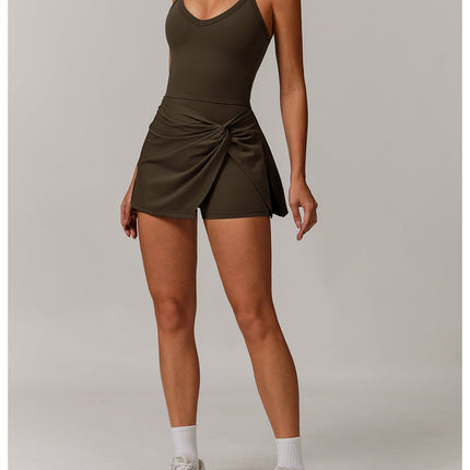 Draped Front Crossback Dress-4