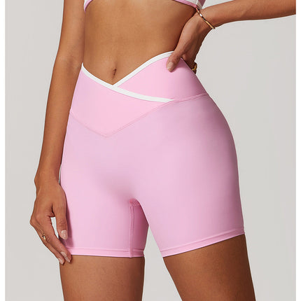 Colorblock Crossback High-Waist Shorts-1