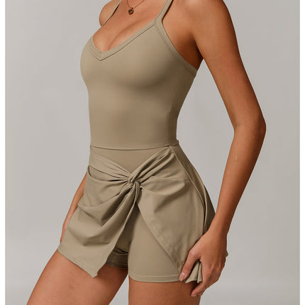 Draped Front Crossback Dress-5