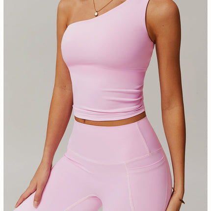 One-Shoulder Cinched Yoga Tank-1