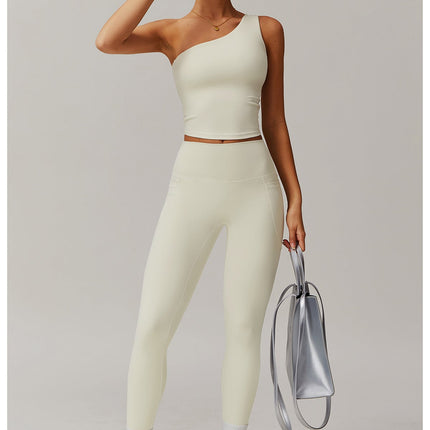 One-Shoulder Cinched Yoga Tank-3