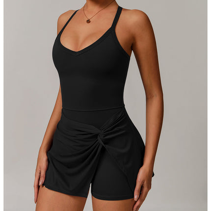 Draped Front Crossback Dress-0