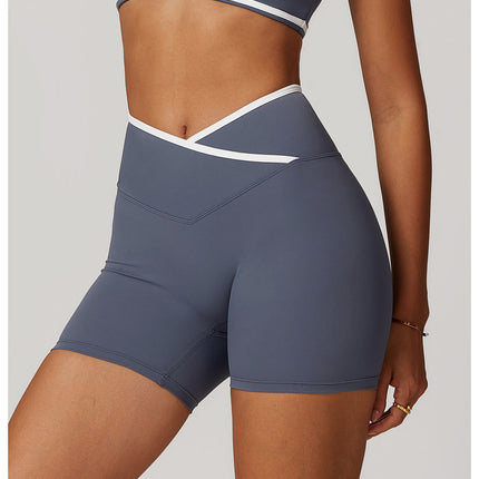 Colorblock Crossback High-Waist Shorts-4