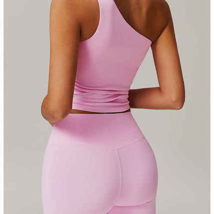 One-Shoulder Cinched Yoga Tank-2
