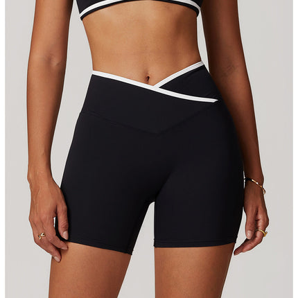 Colorblock Crossback High-Waist Shorts-5